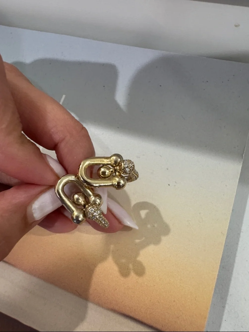 Gold Crystal Pave Link Drop Earrings